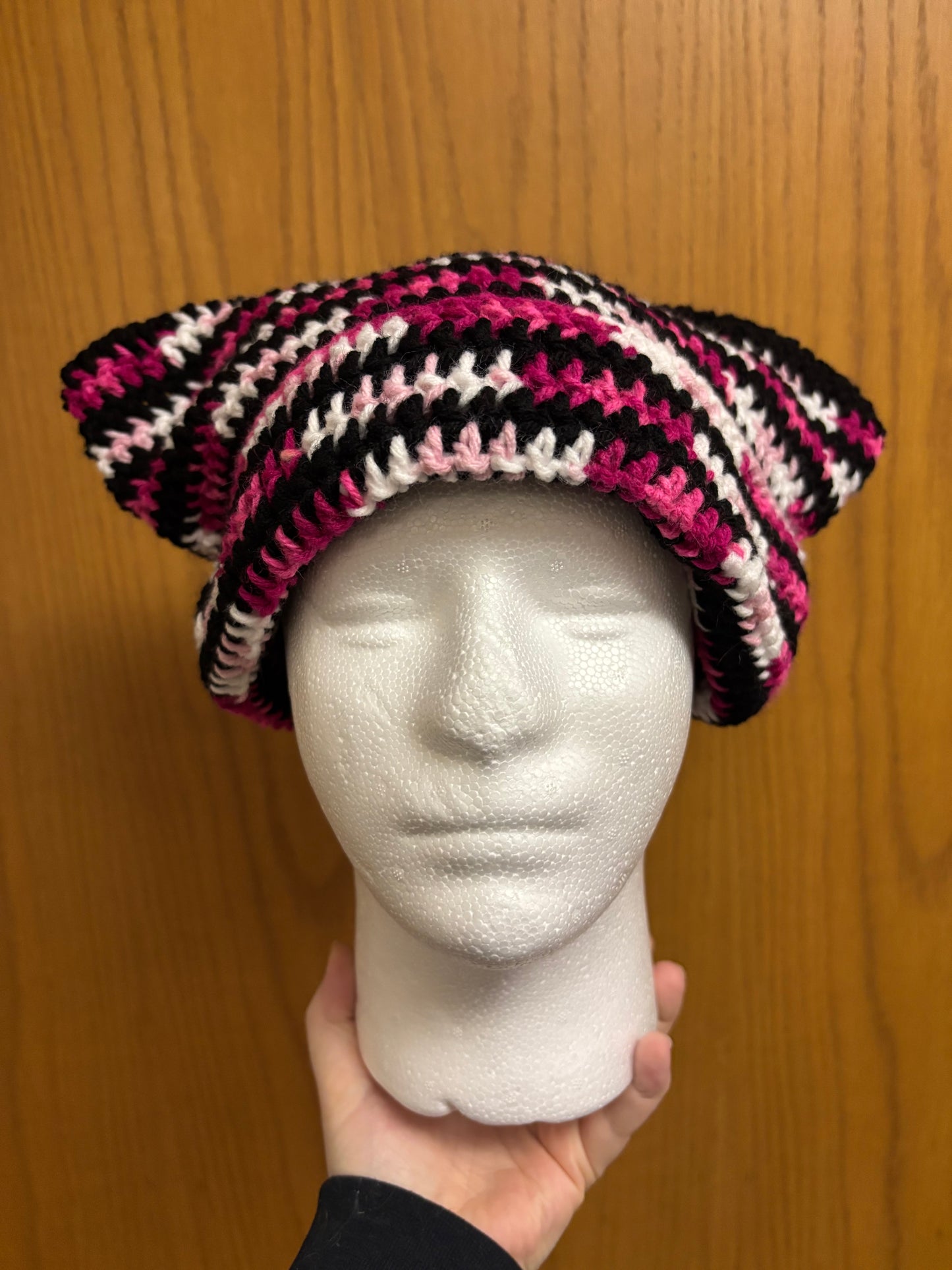 Black & Pink Blend Cat Ear Beanie