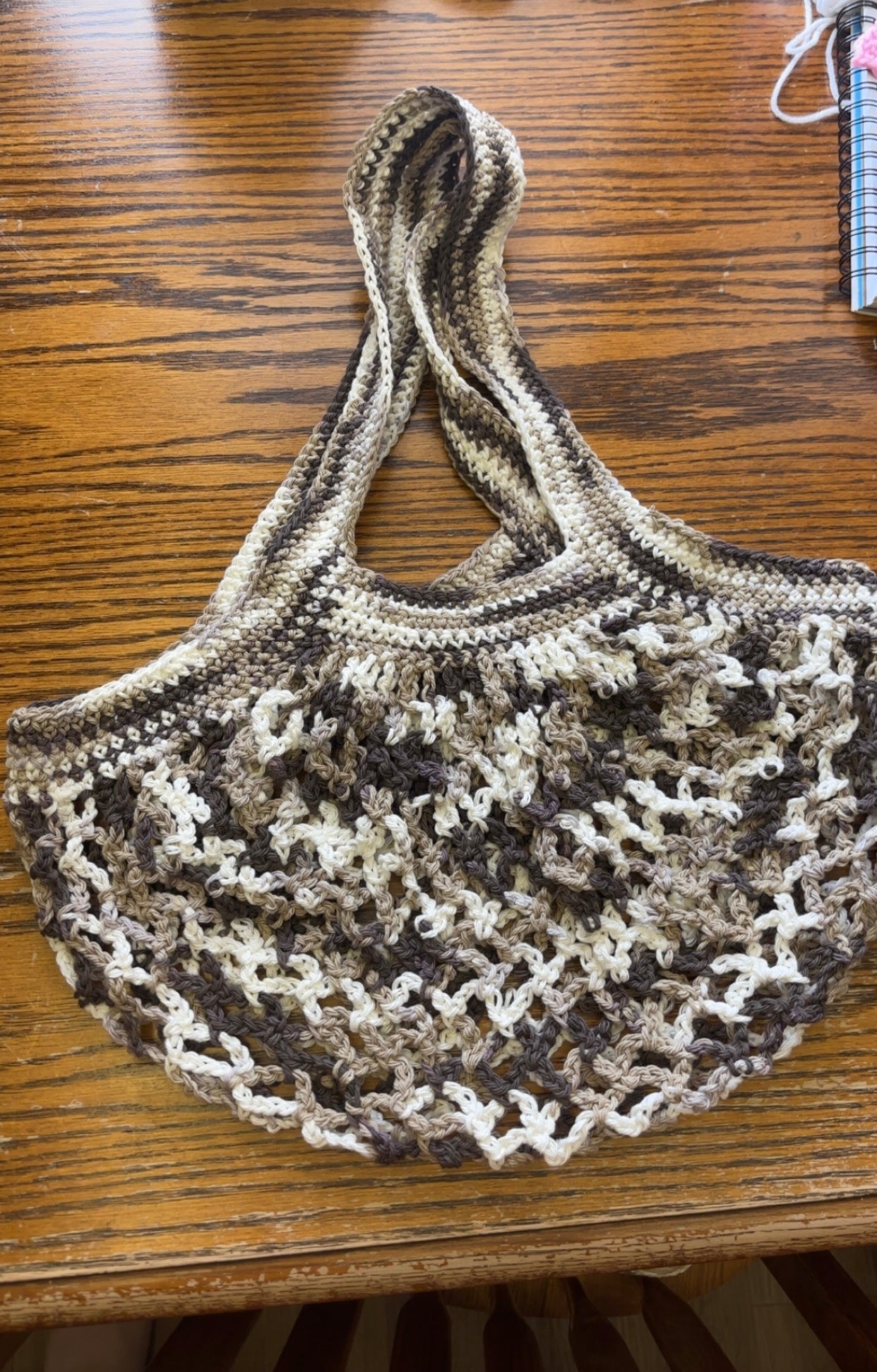 Chocolate Ombré Mesh Market Bag