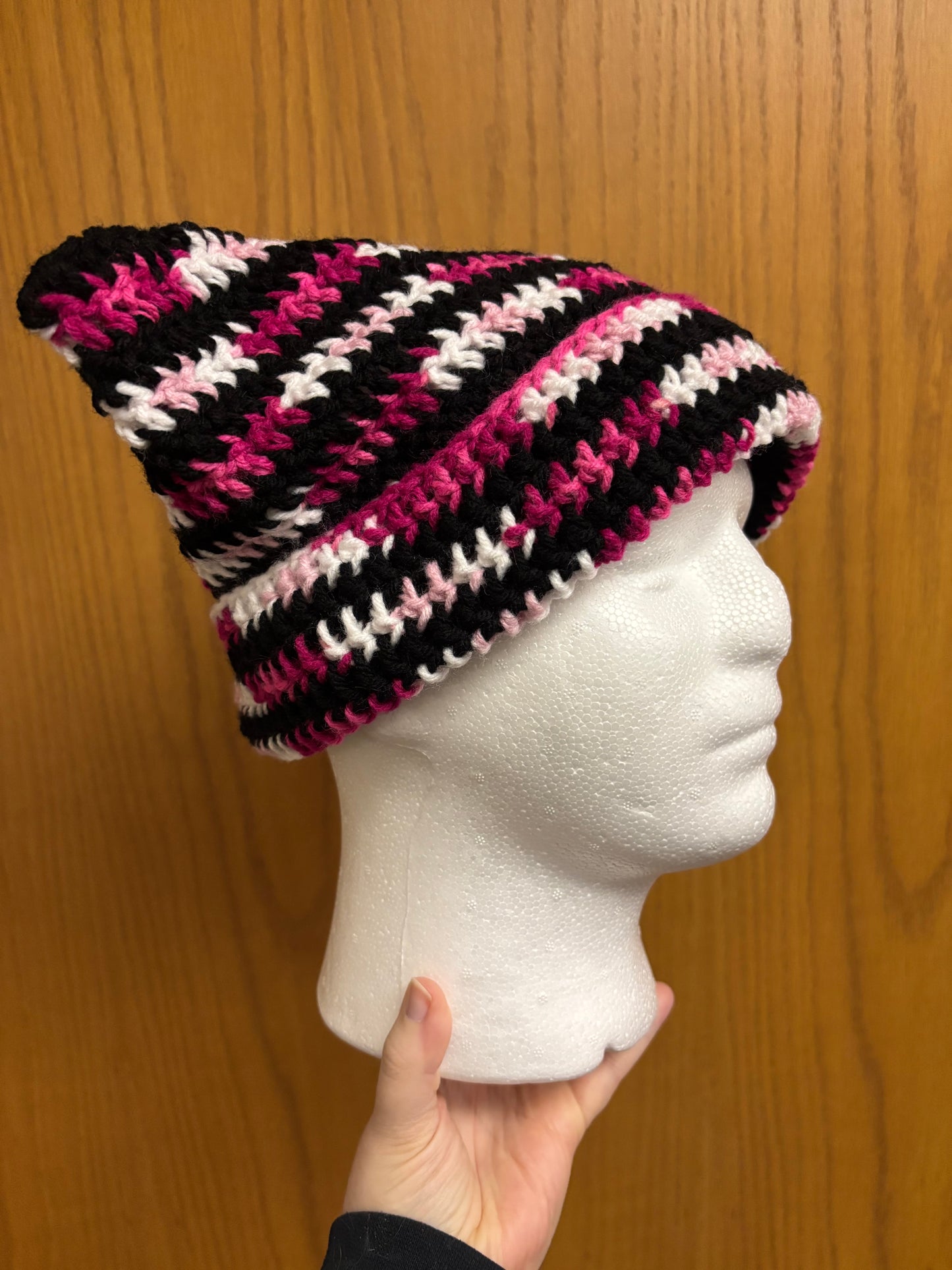 Black & Pink Blend Cat Ear Beanie