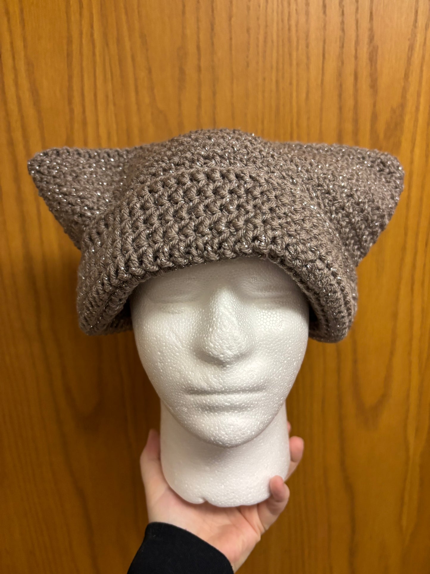 Taupe Splash Cat Ear Beanie