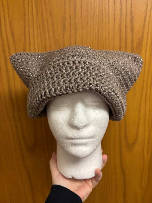 Taupe Splash Cat Ear Beanie